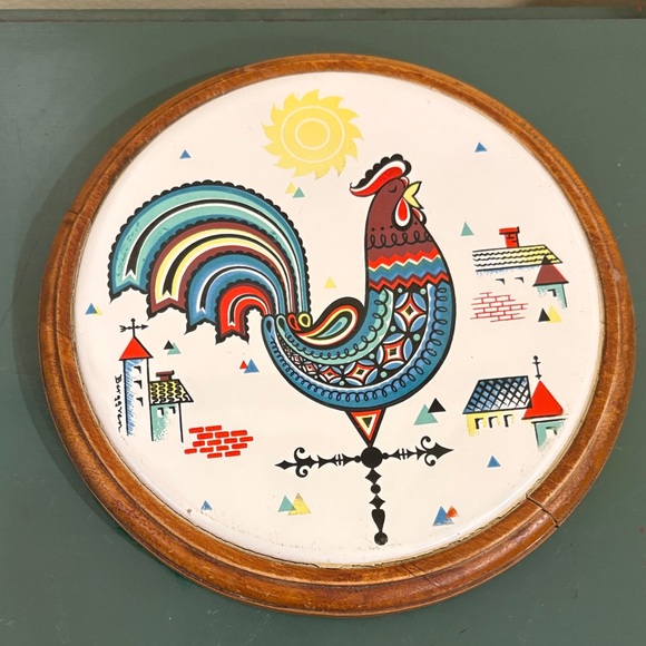 Vintage Other - Vintage Berggren Ceramic Tile Trivet Featuring a Scandinavian Filk Art Design